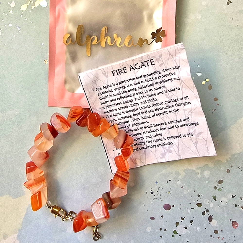 Orange and White Agate Bracelet